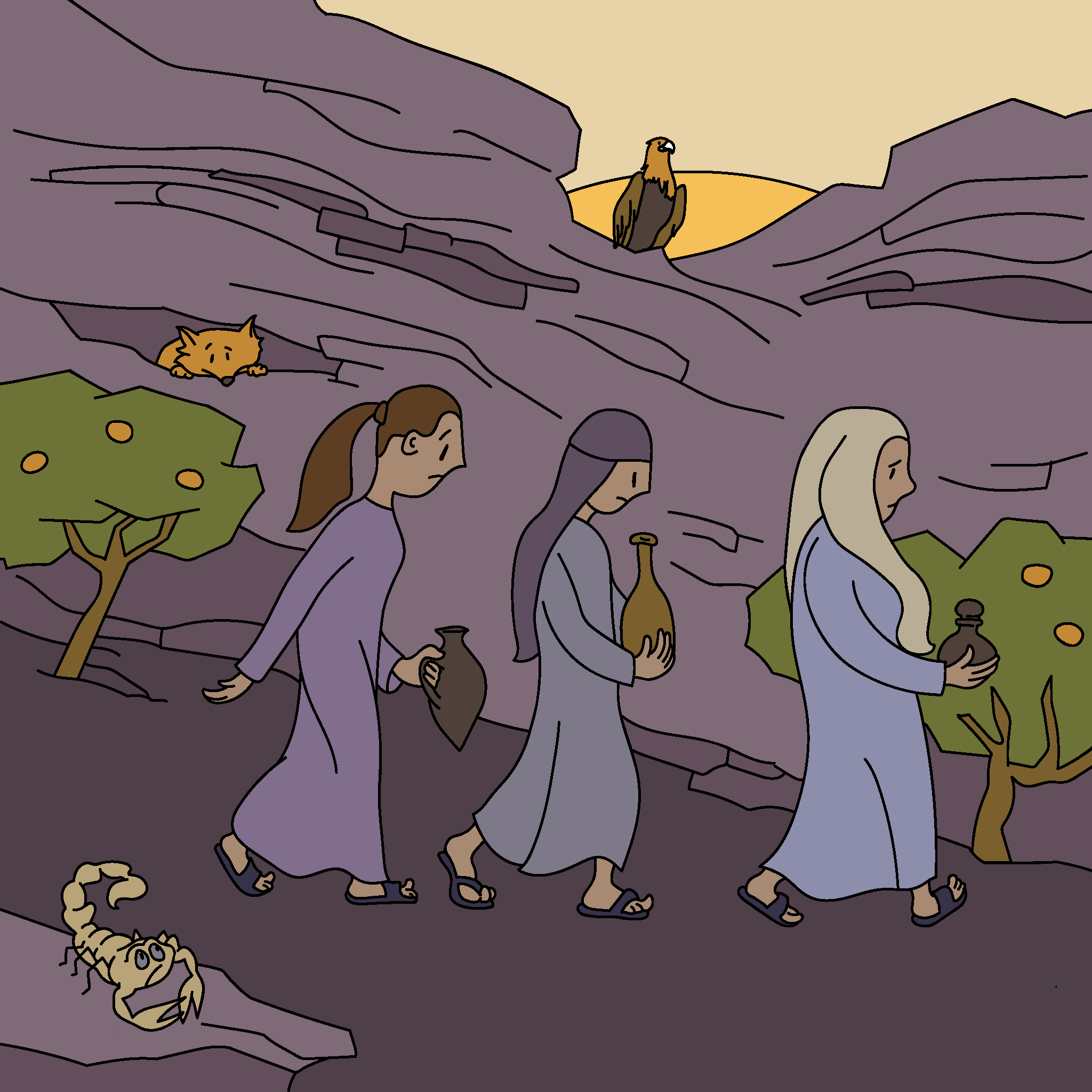 Women bring spices to Jesus' tomb