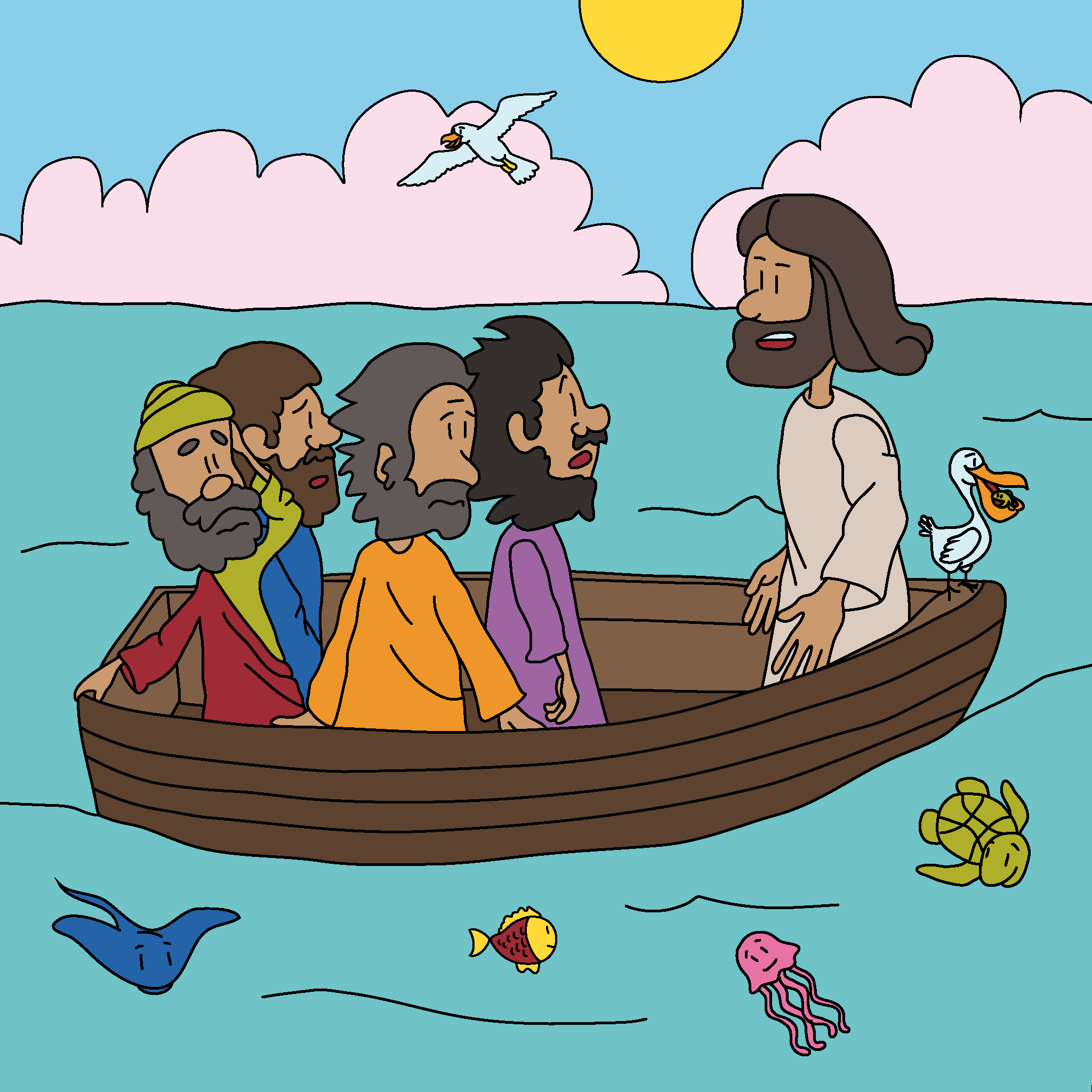 Jesus calms the stormy sea