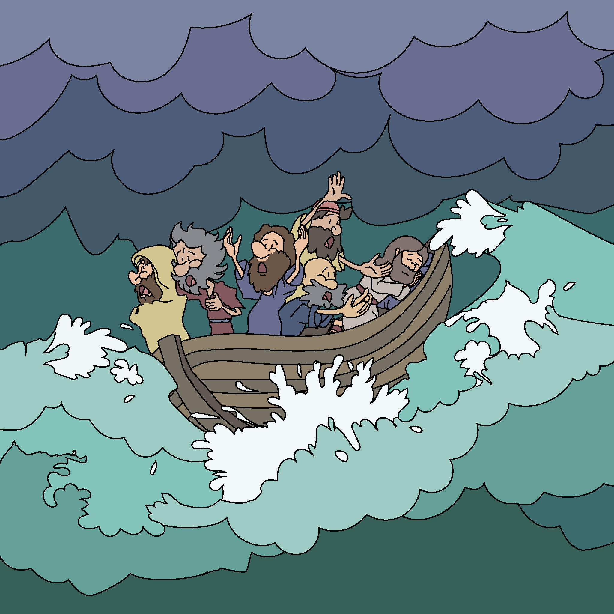 Jesus calms the stormy sea