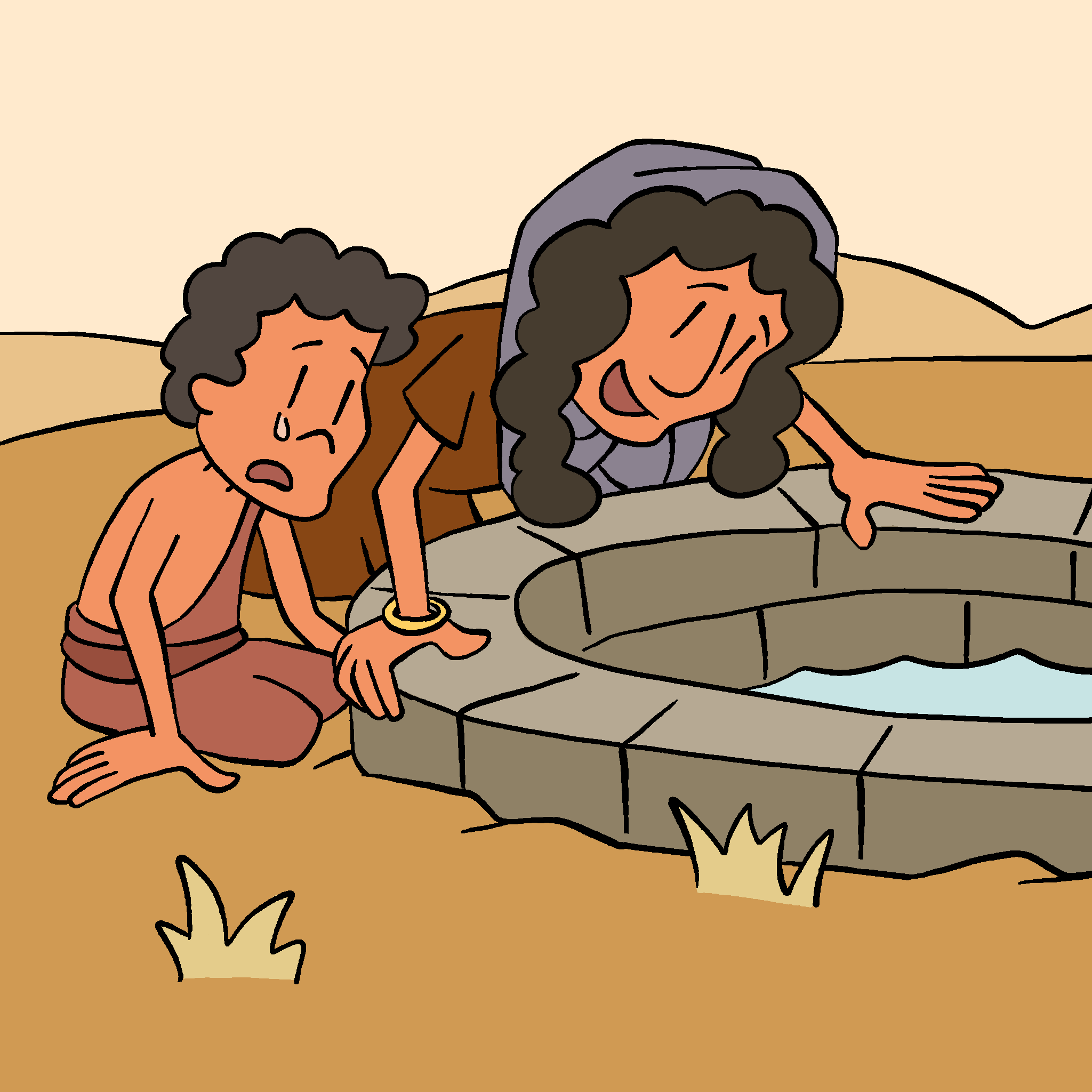 Hagar and Ishmael find water