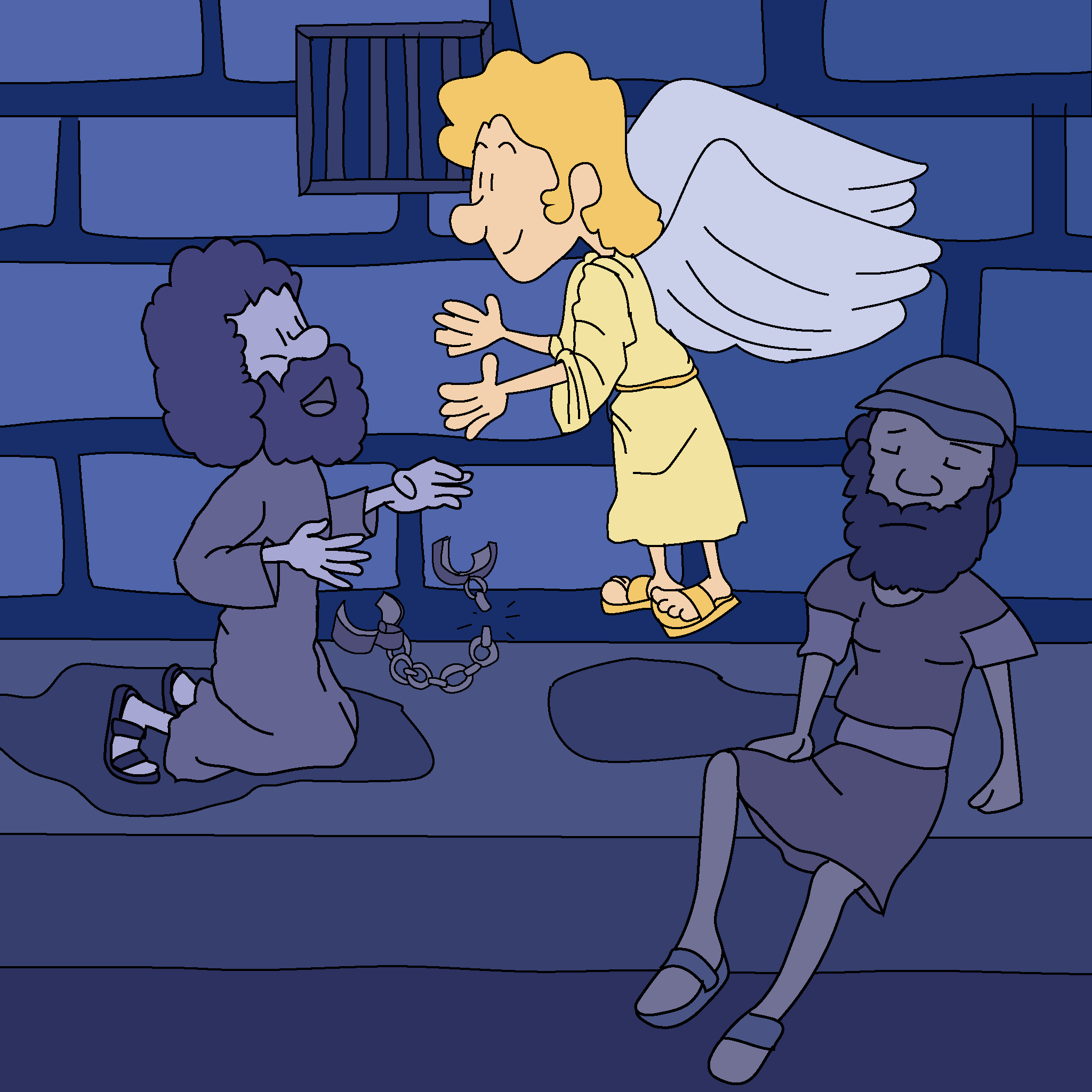 An angel frees Peter from prison