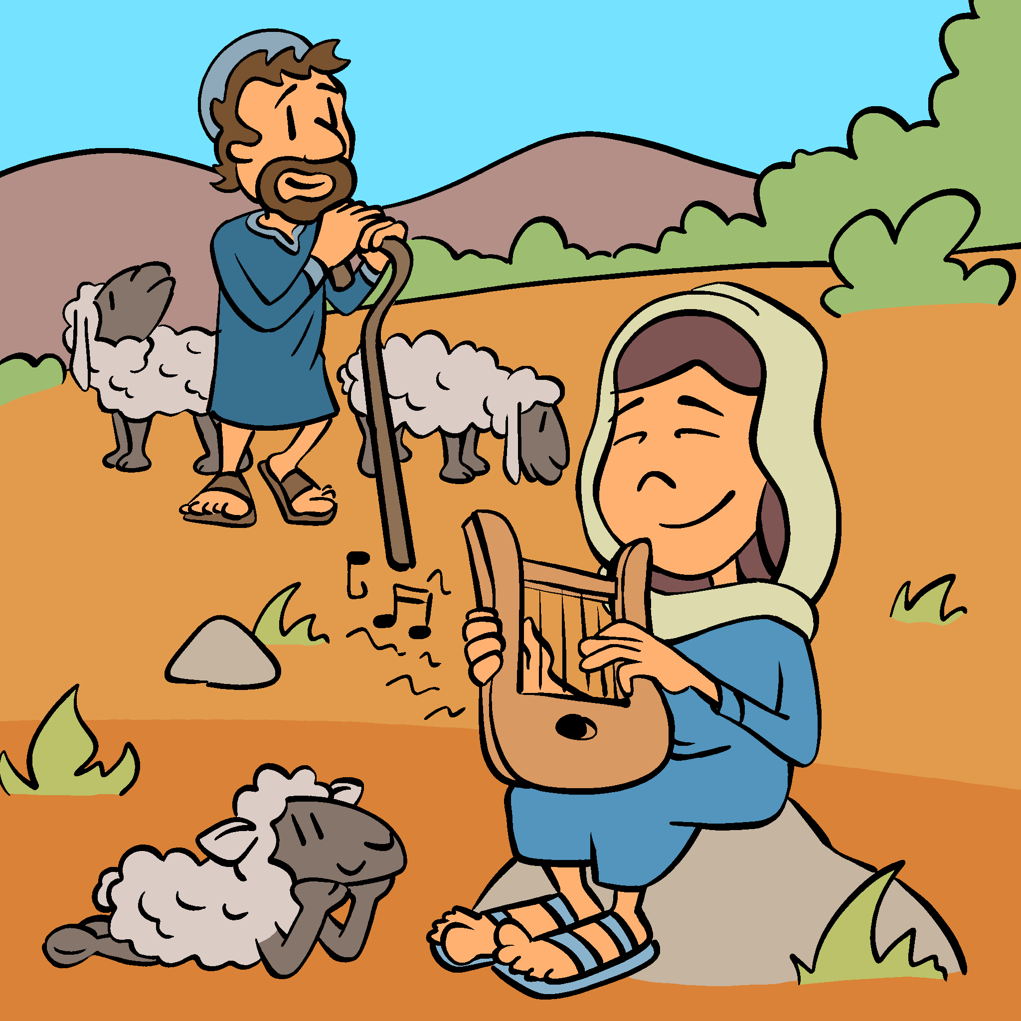 Jacob plays his lyre for sheep