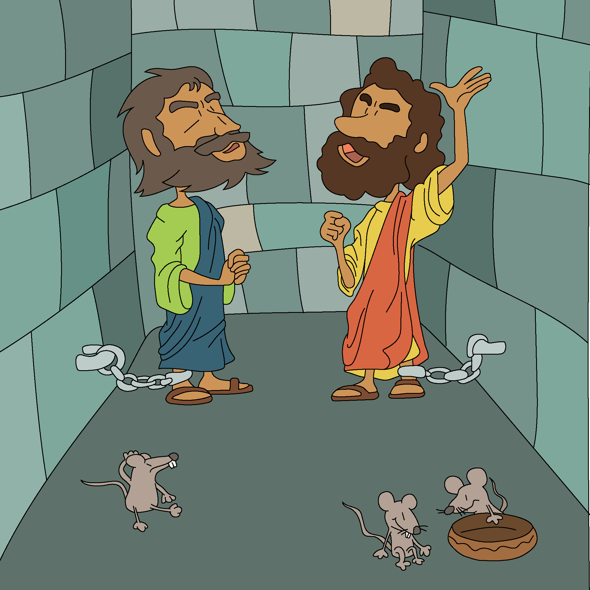 Paul and Silas sing in prison