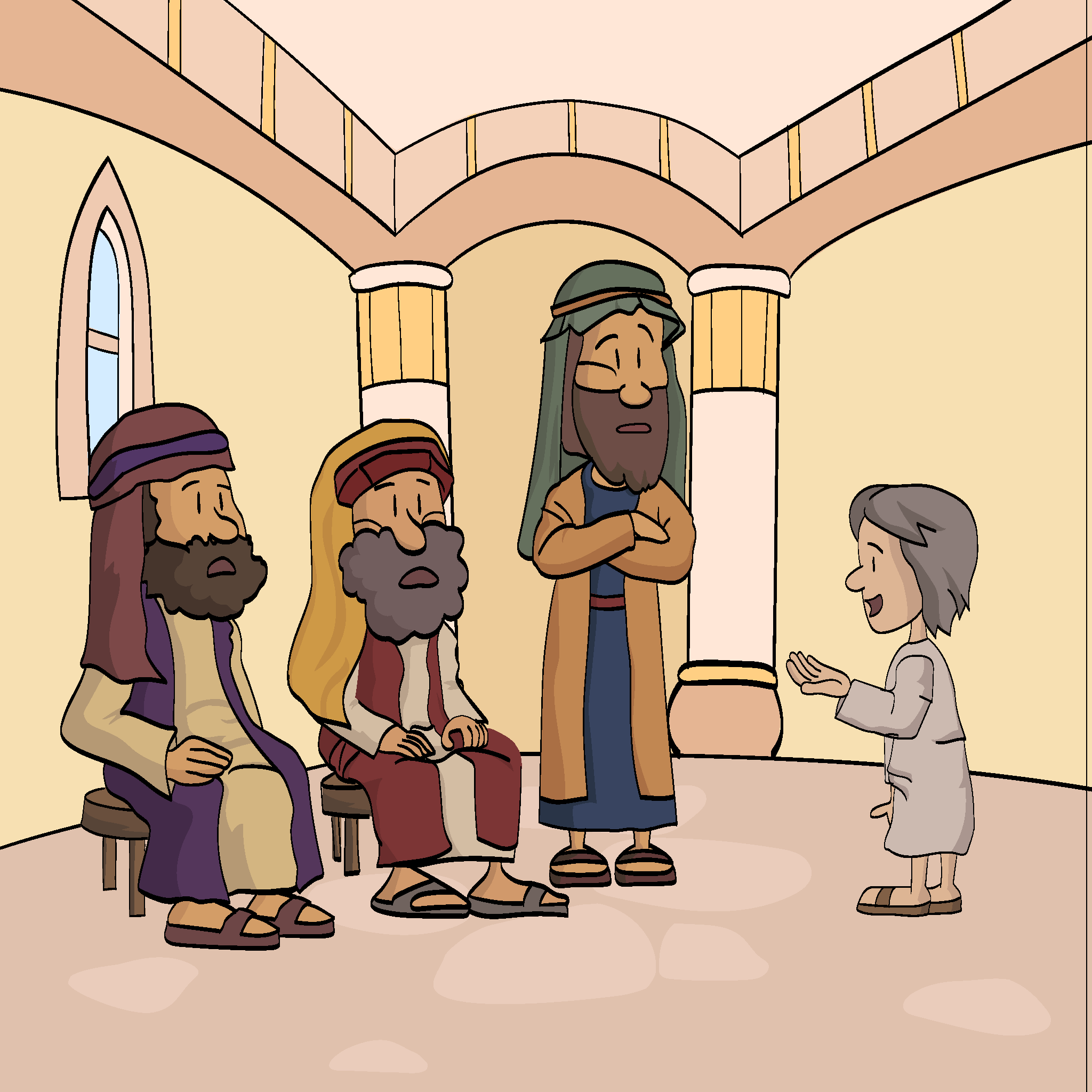 Jesus teaches the Temple elders.