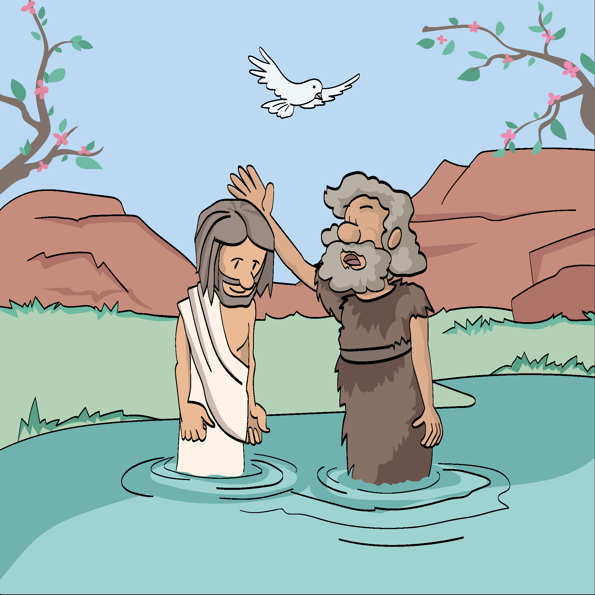 John baptizes Jesus in the Jordan River
