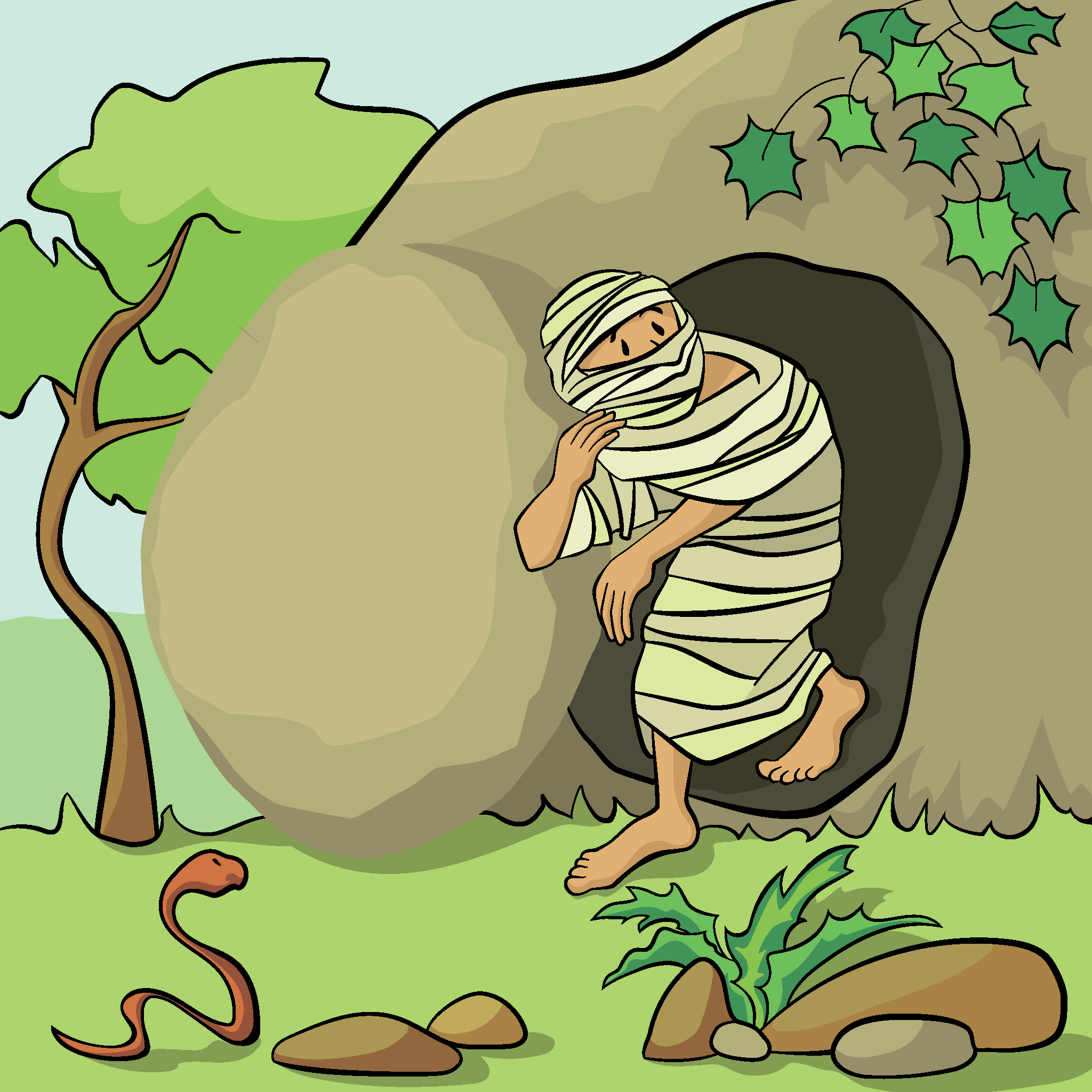 Jesus brings Lazarus back to life