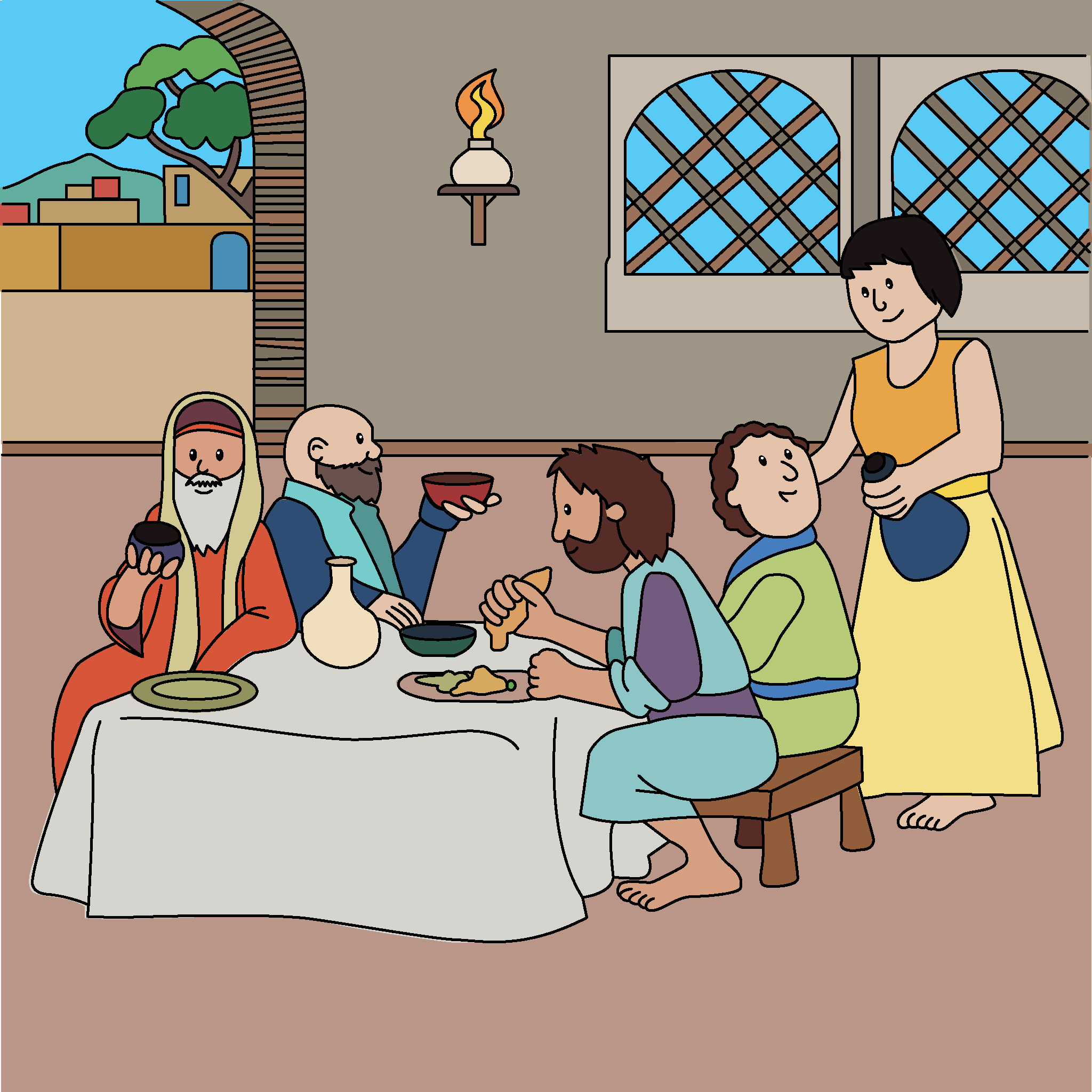 Jesus eats at Peter's house