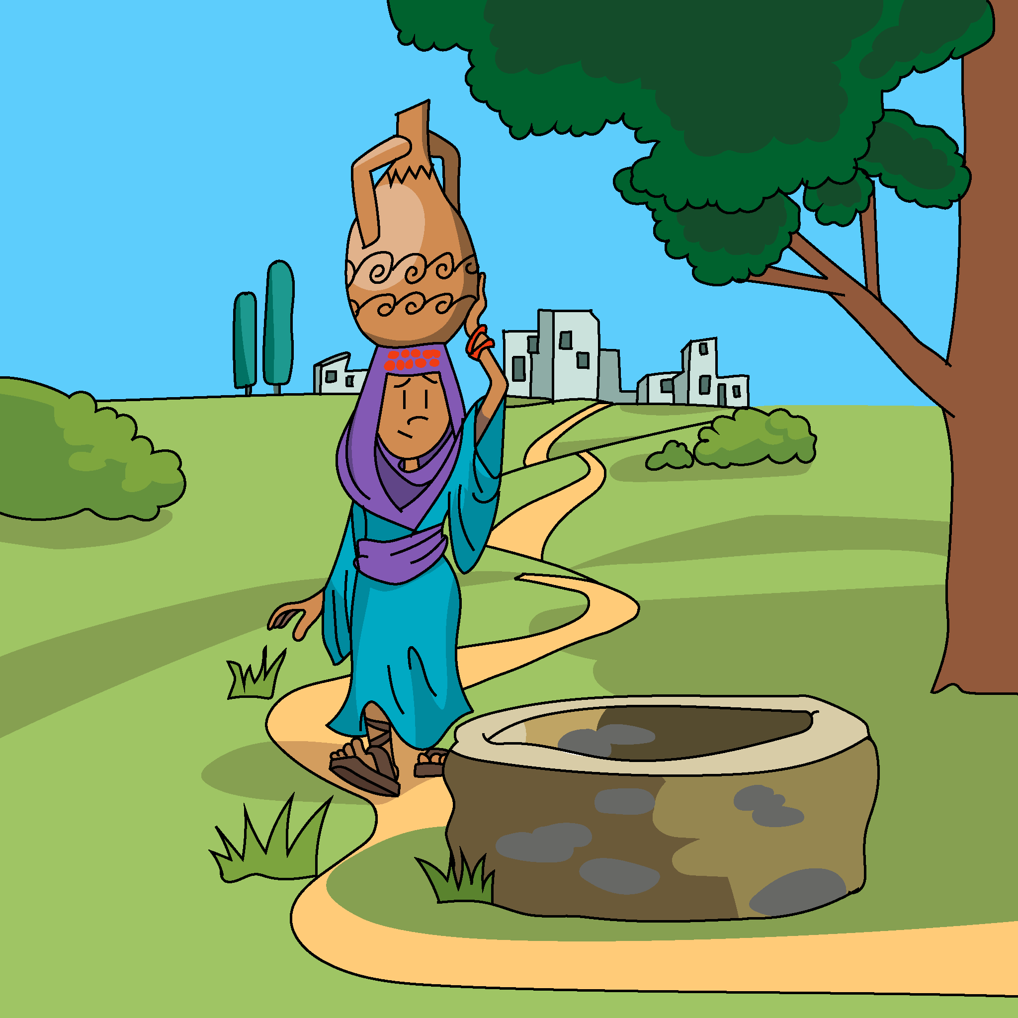 Jesus meets the Samaritan woman at the well