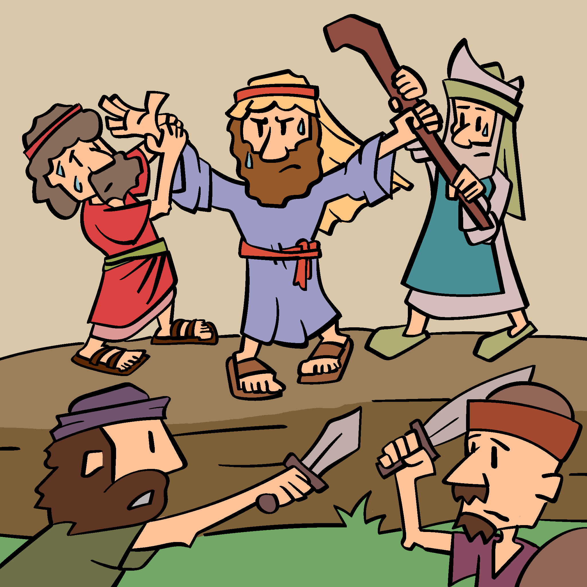 Aaron and Hur support Moses' arms