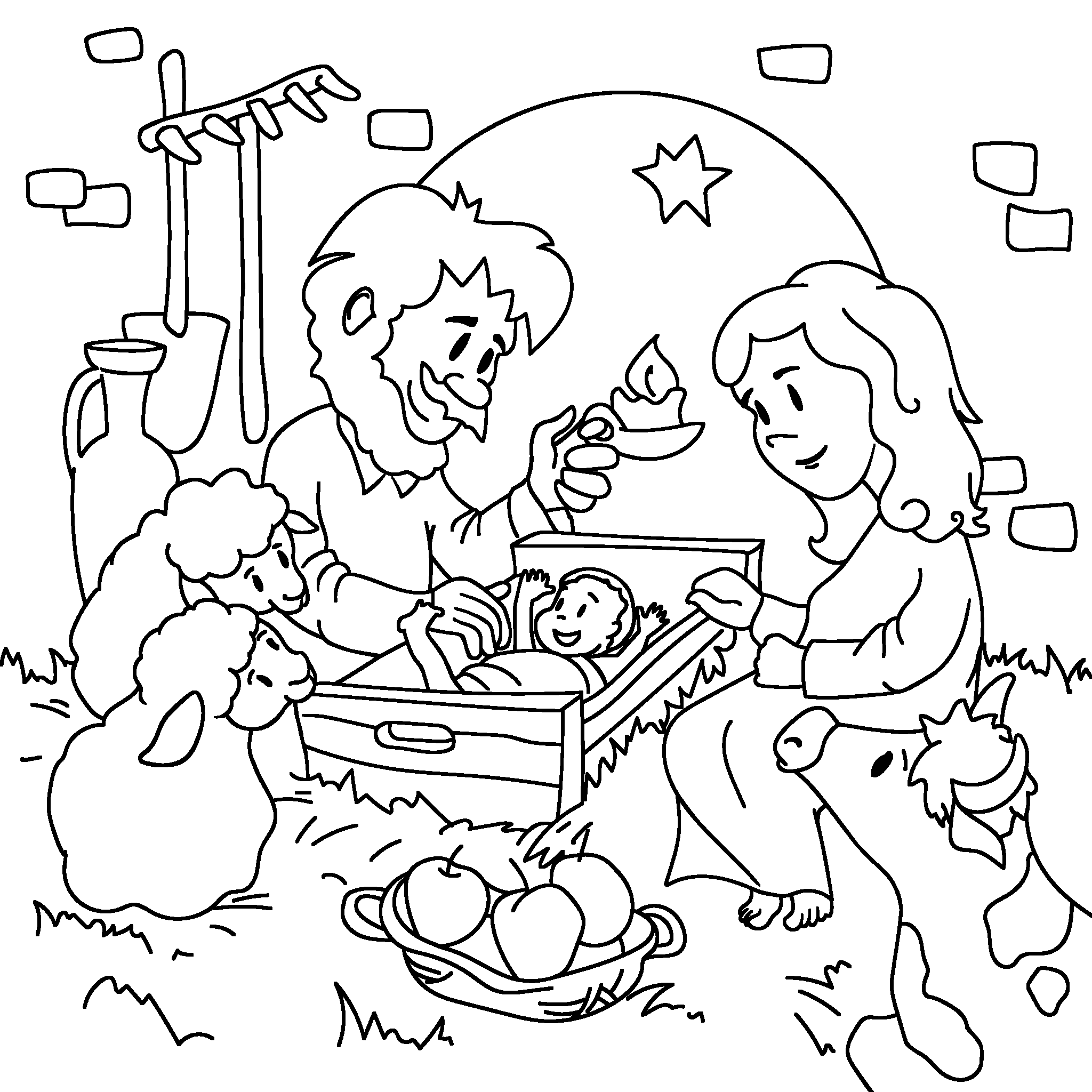 Jesus, Mary, and Joseph at Christmas