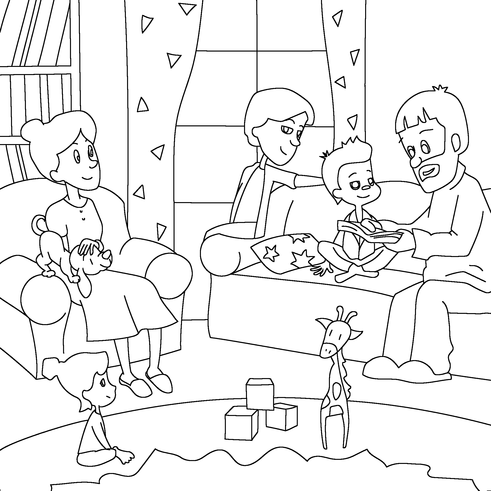 Family reads the Bible together