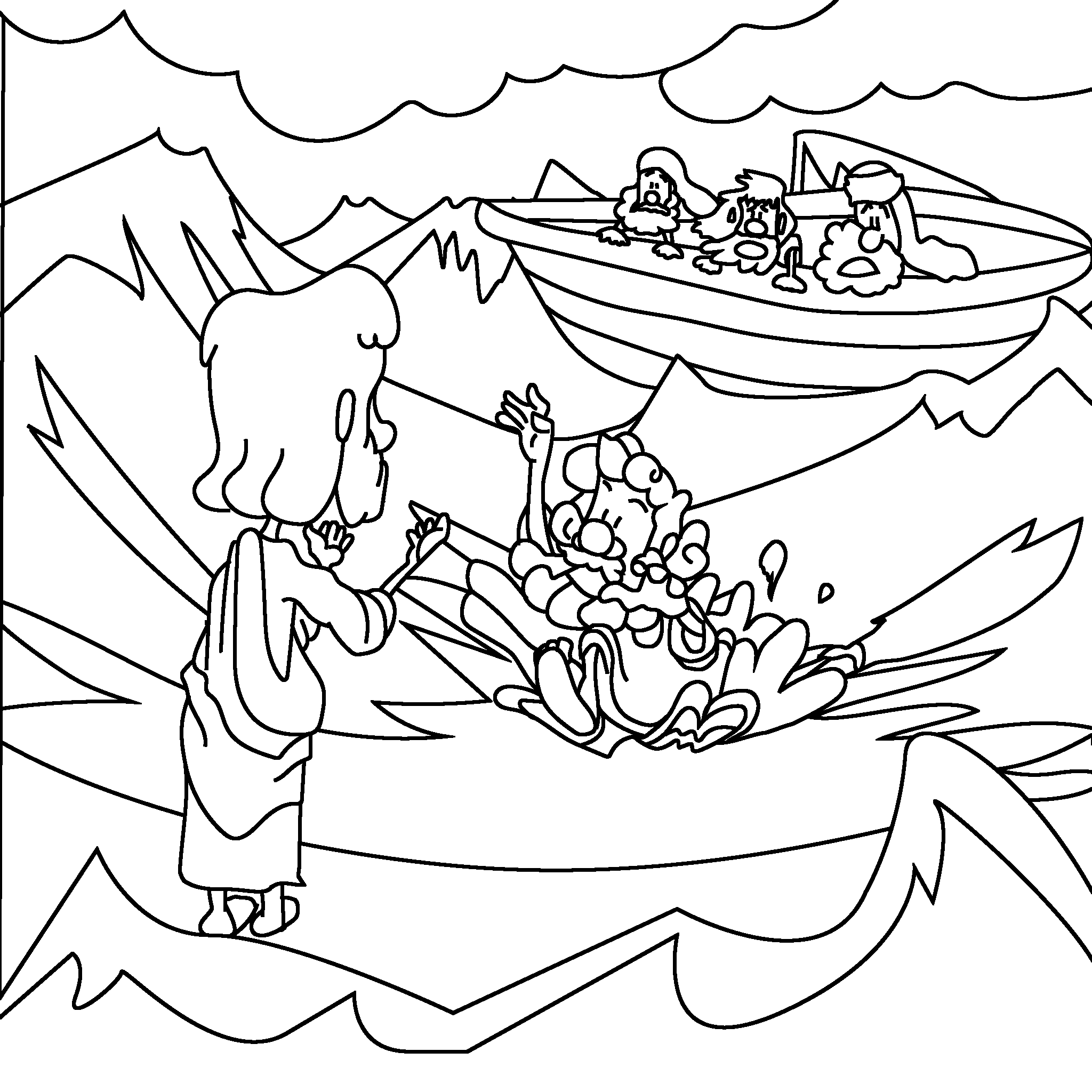 Jesus saves Peter from sinking