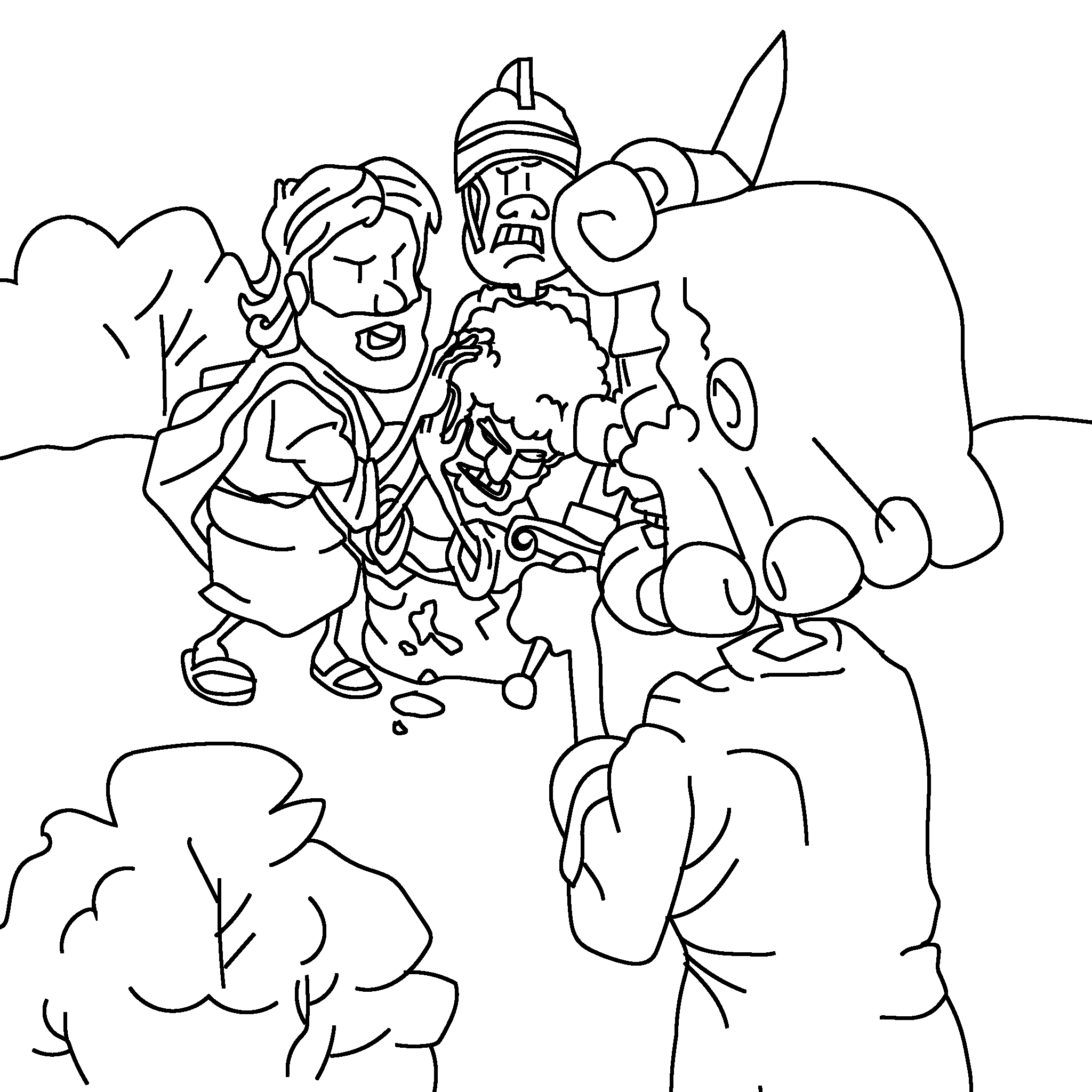 Judas arrests Jesus with soldiers