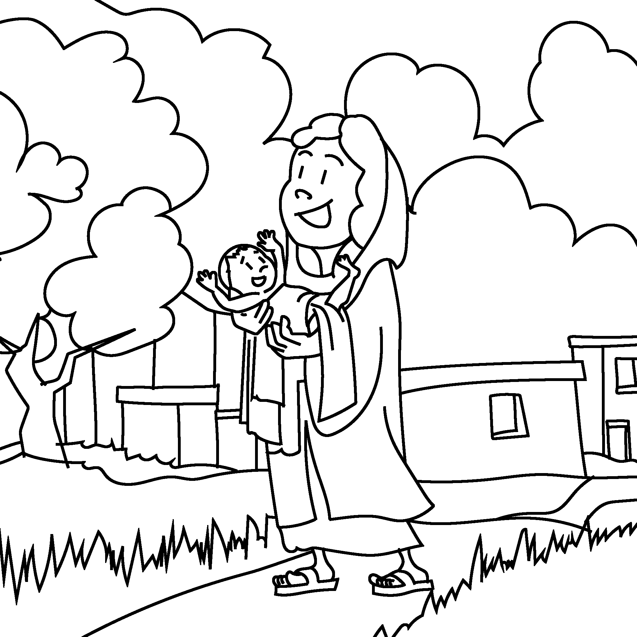 Mary holds baby Jesus