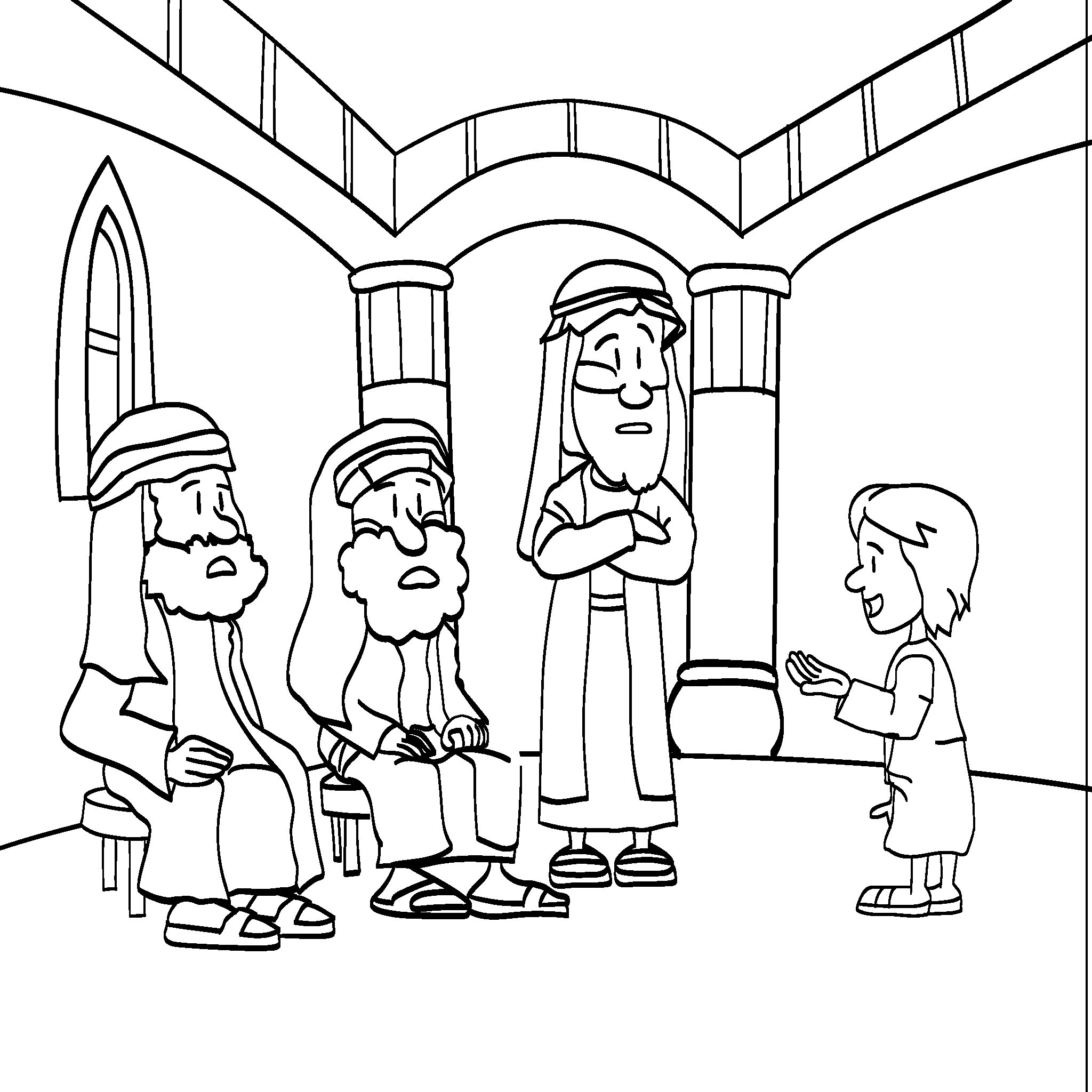 Jesus teaches the Temple elders.