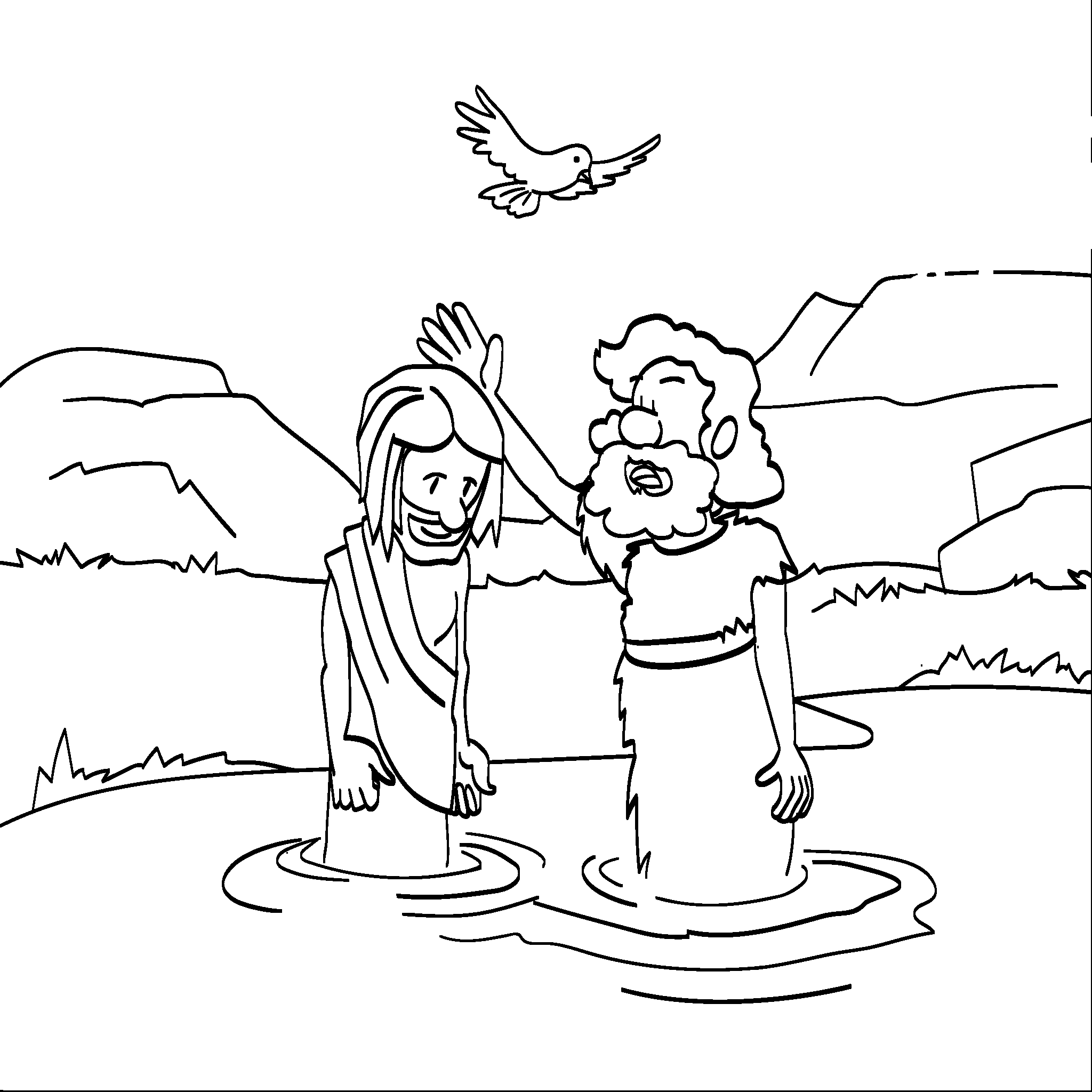 John baptizes Jesus in the Jordan River