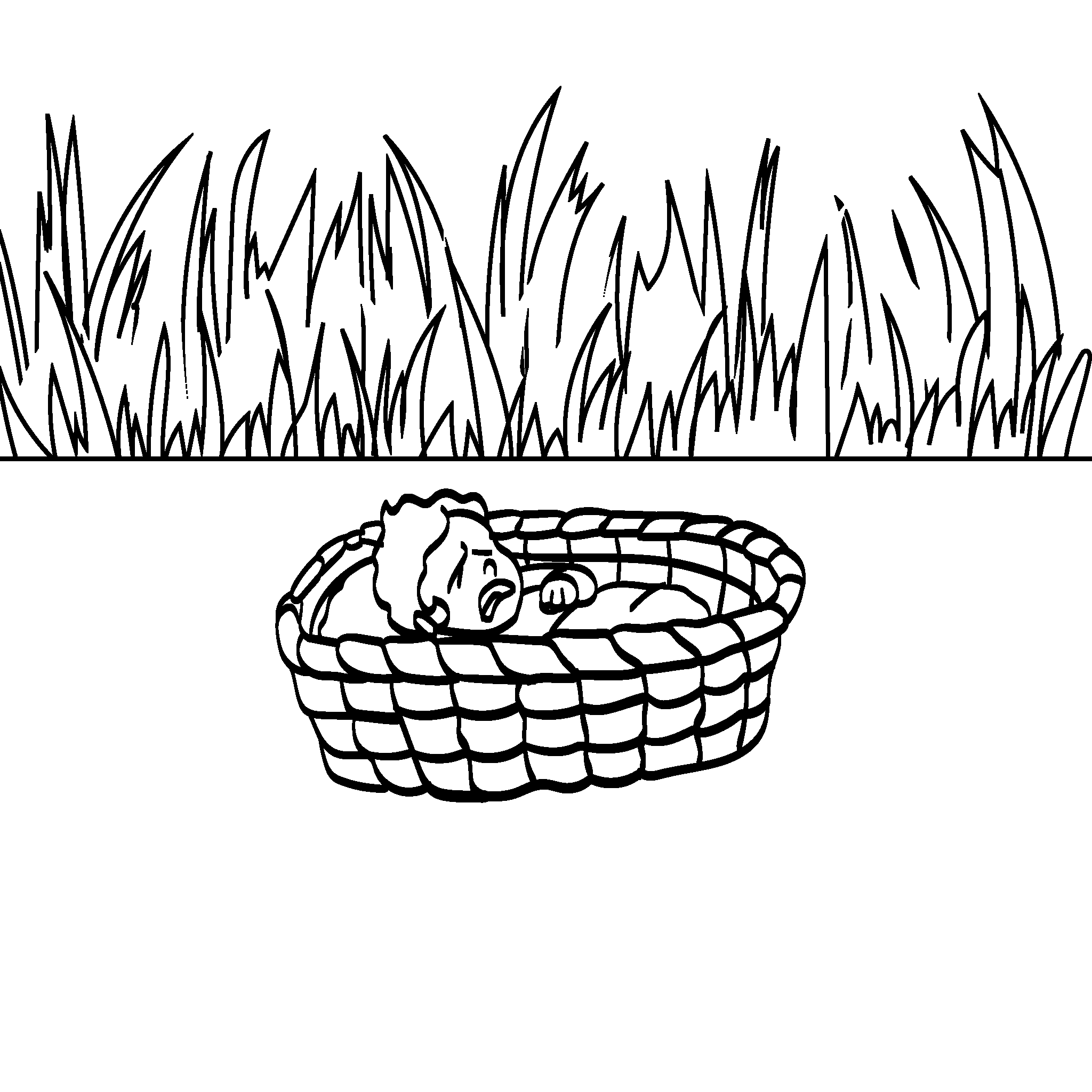 Baby Moses in a Basket on the Nile