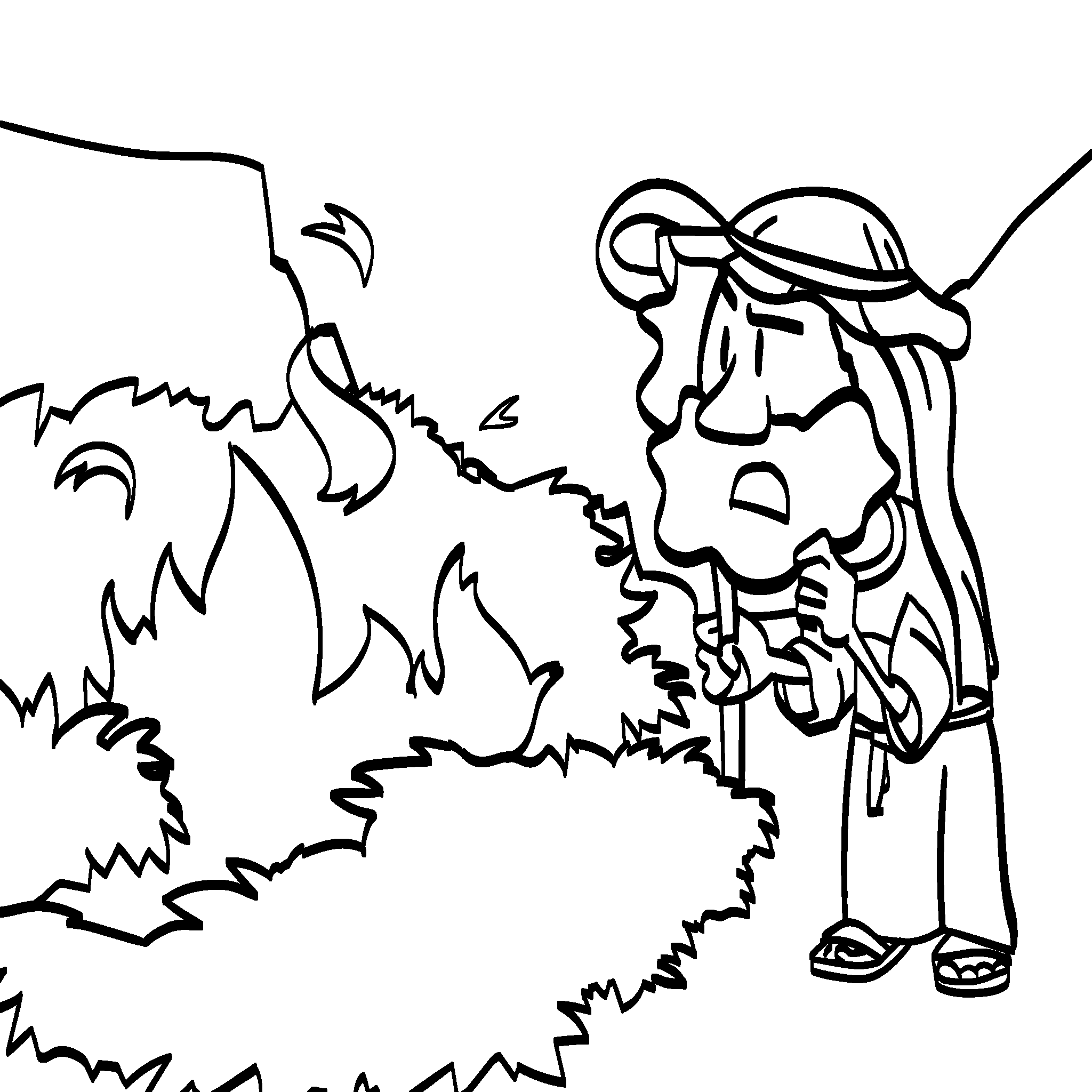 Moses Sees a Burning Bush Miracle