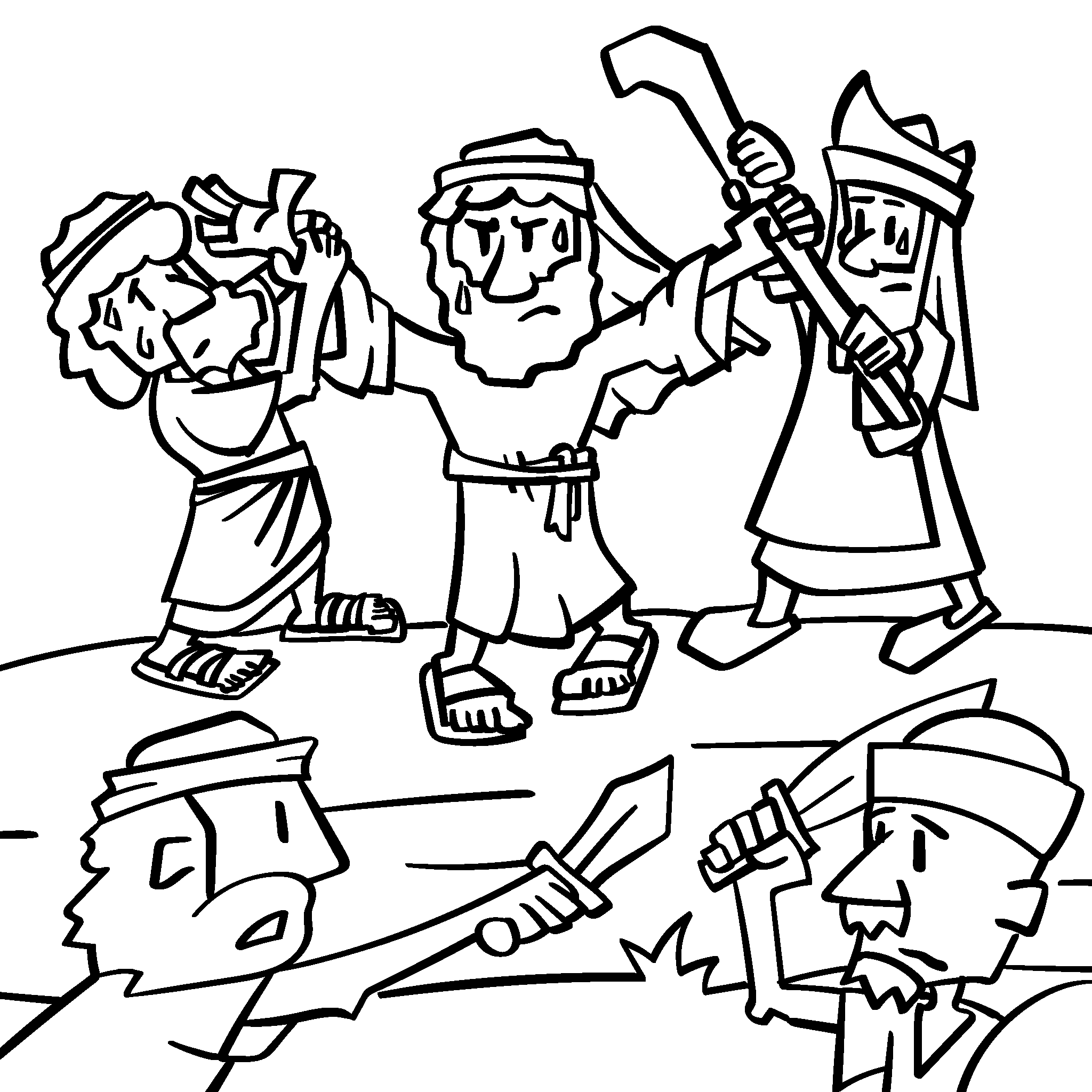 Aaron and Hur support Moses' arms